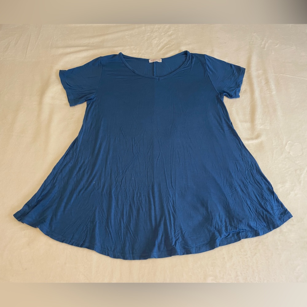 Robins egg blue short sleeve blouse